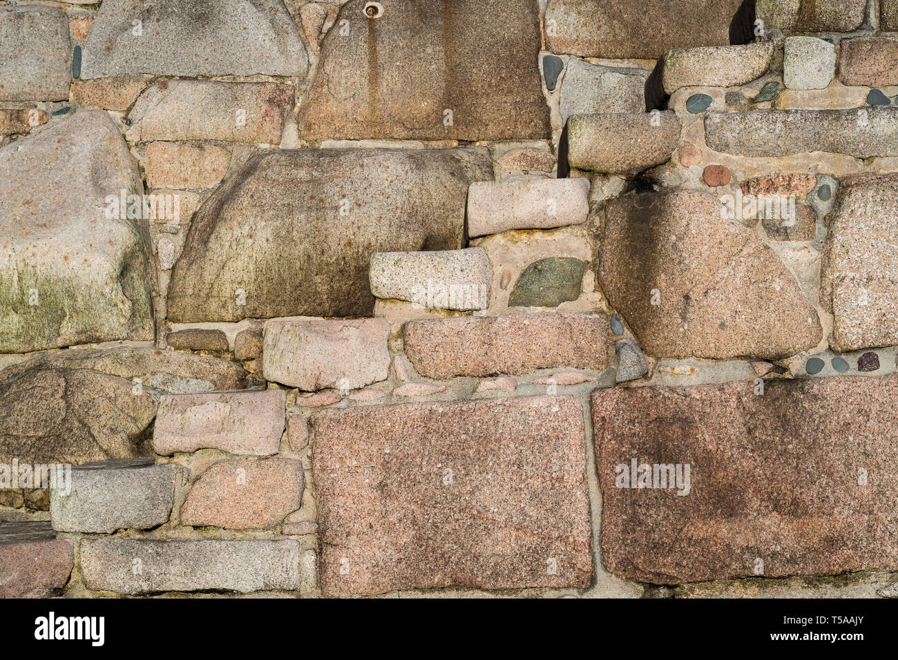 Granit Hafenmauer Schritte, Rozel Bay, Jersey, Channel Isalnds Stockfoto