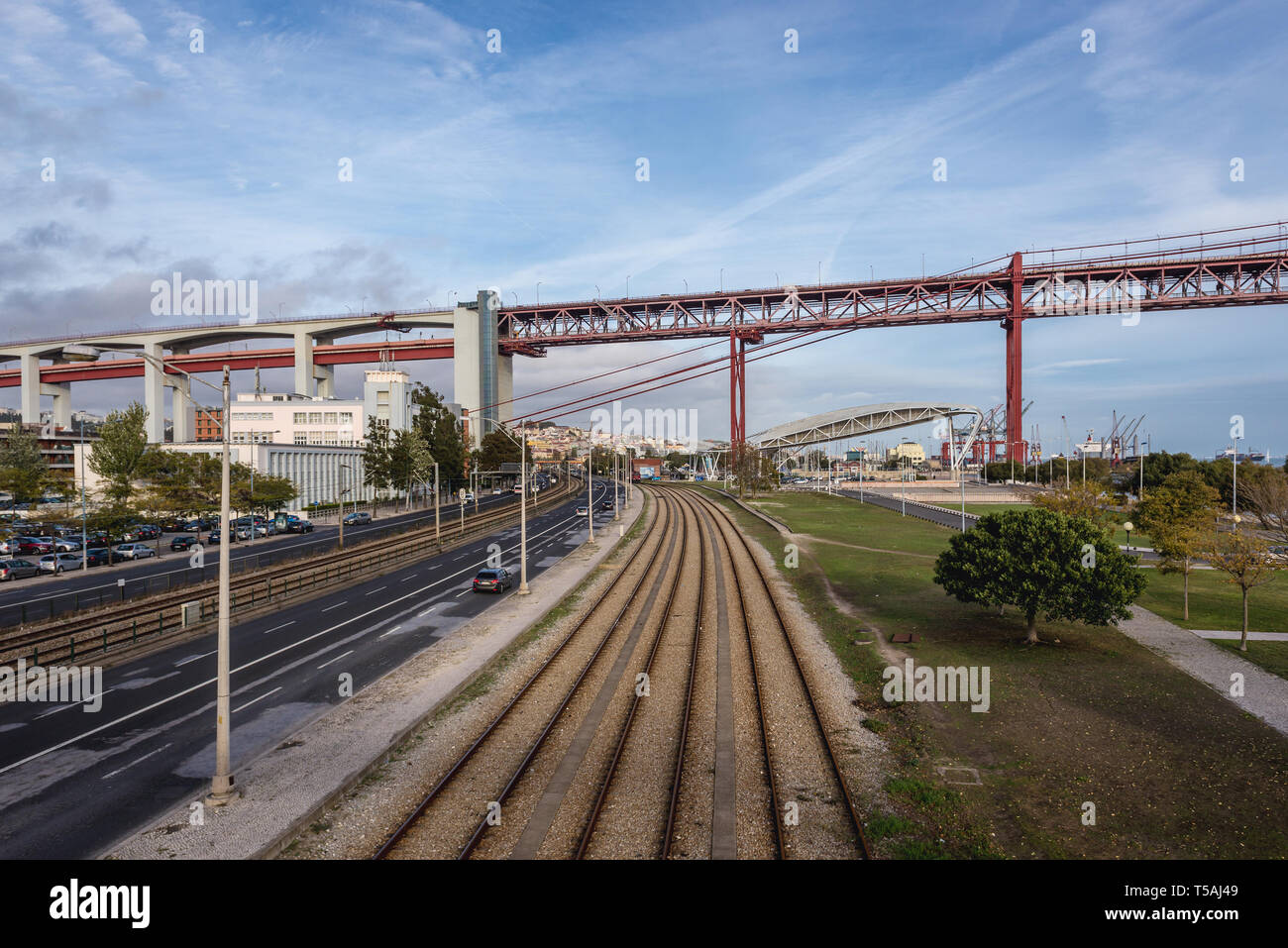 25 de Abril Brücke über den Tejo in Lissabon citty in Portugal Stockfoto