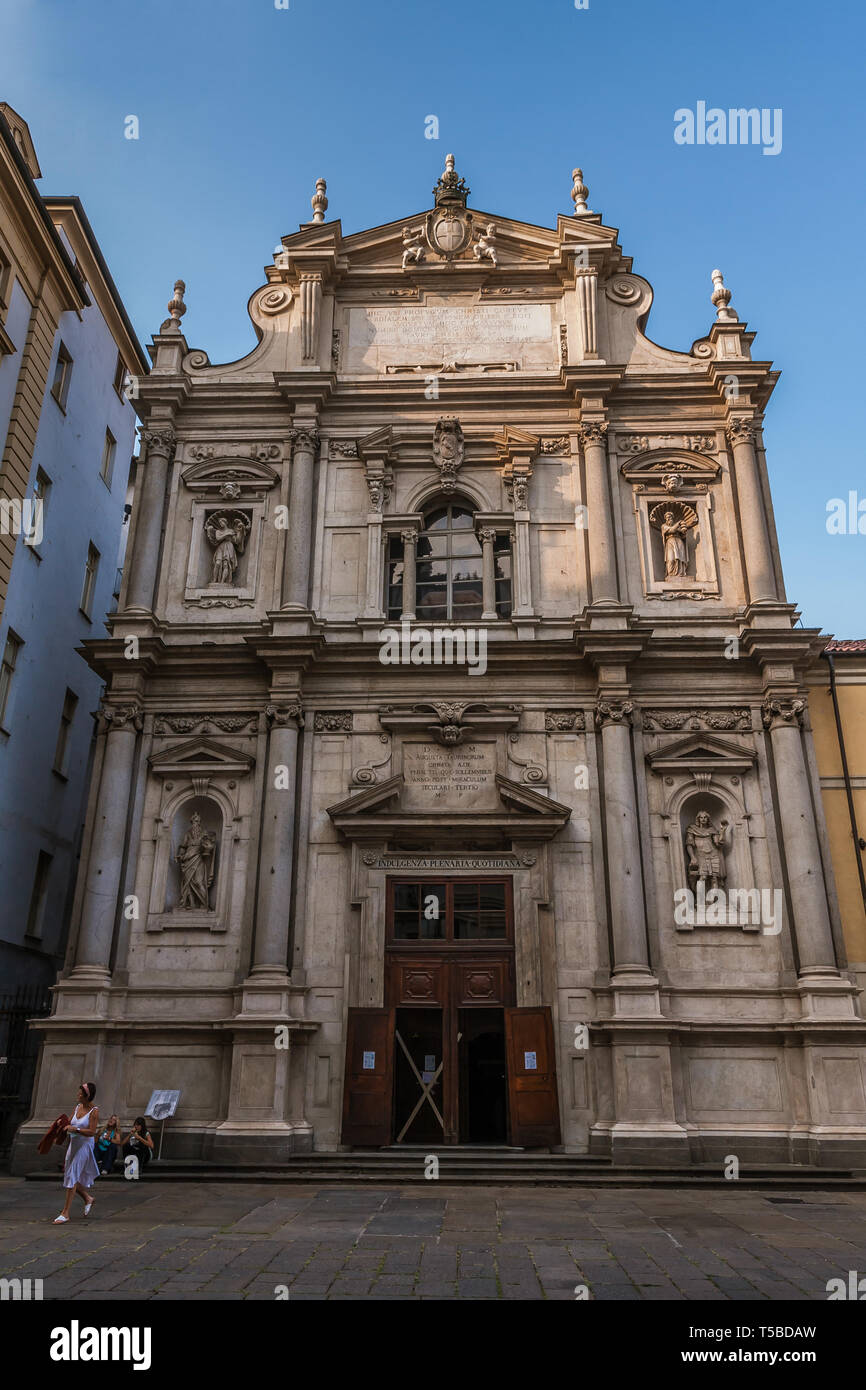Die Fassade der Basilika von Corpus Domini, Turin Stockfoto