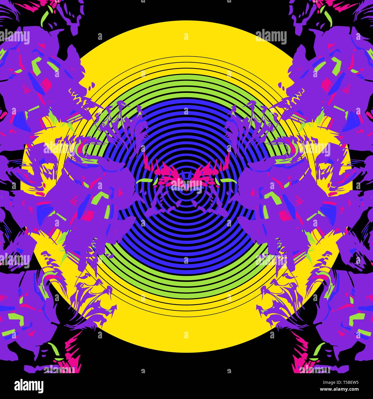 Vektor Ornament ist eine Kombination von einfachen geometrischen Formen und komplizierten Fancy handgezeichnete Muster. Ein Schmetterling ist sichtbar in der Mitte. Die Farben Stock Vektor