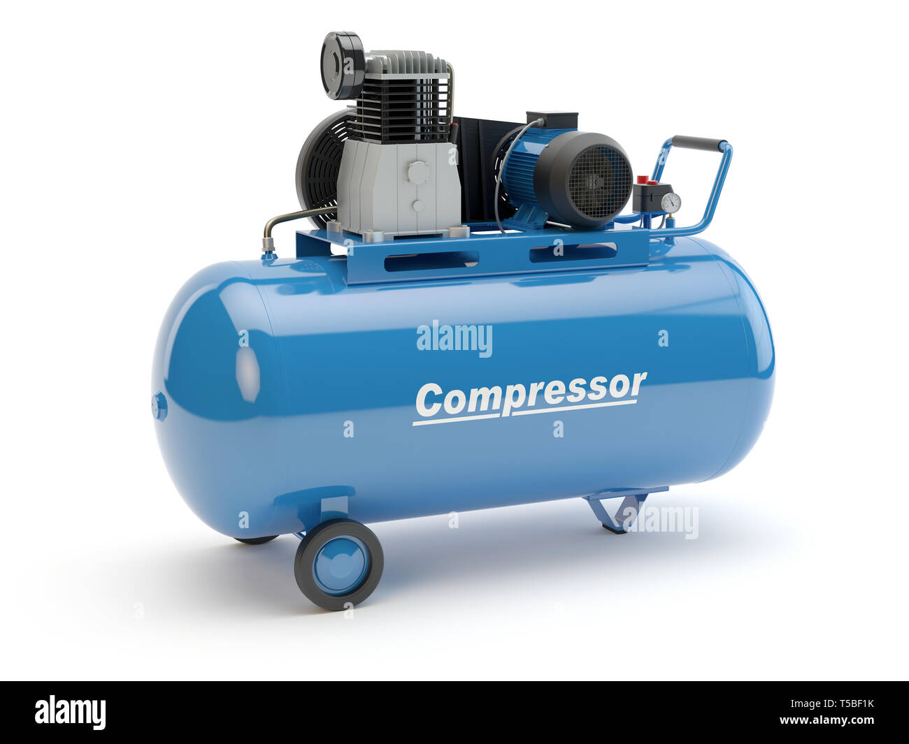 Blue Air Kompressor, 3D-Darstellung Stockfoto