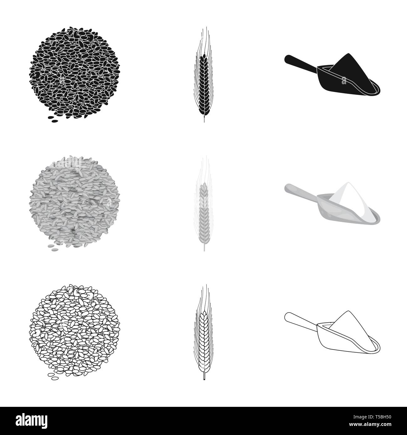 Mehl, Samen, Winter, Mahlzeit, Zuschneiden, Feder, Schaufel, Brot, Spike, Müsli, Hartweizen, Hafer, Gerste, Maisfeld, golden, Stroh, Löffel, ländlichen, Wiese, Produkt, Landwirtschaft, Landwirtschaft, Roggen, Weizen, Mais, Getreide, Ernte, Bauernhof, Feld, Set, Vector, Icon, Illustration, isoliert, Sammlung, Design, Element, Grafik, Zeichen, Vektor, Vektoren, Stock Vektor