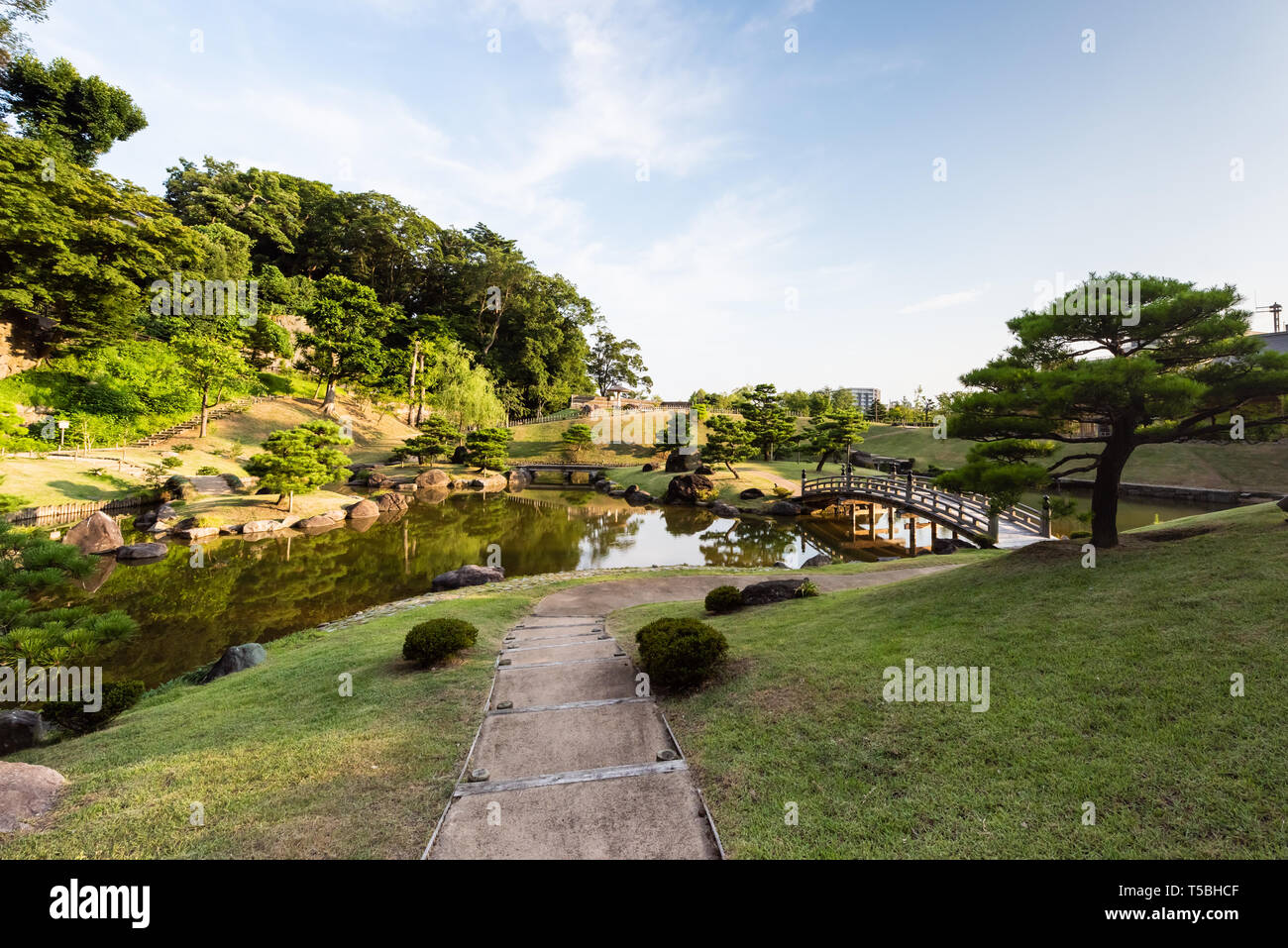 Japanischer Garten (Gyokusen Inmaru Garten) in Kanazawa Castle, Präfektur Ishikawa, Japan Stockfoto