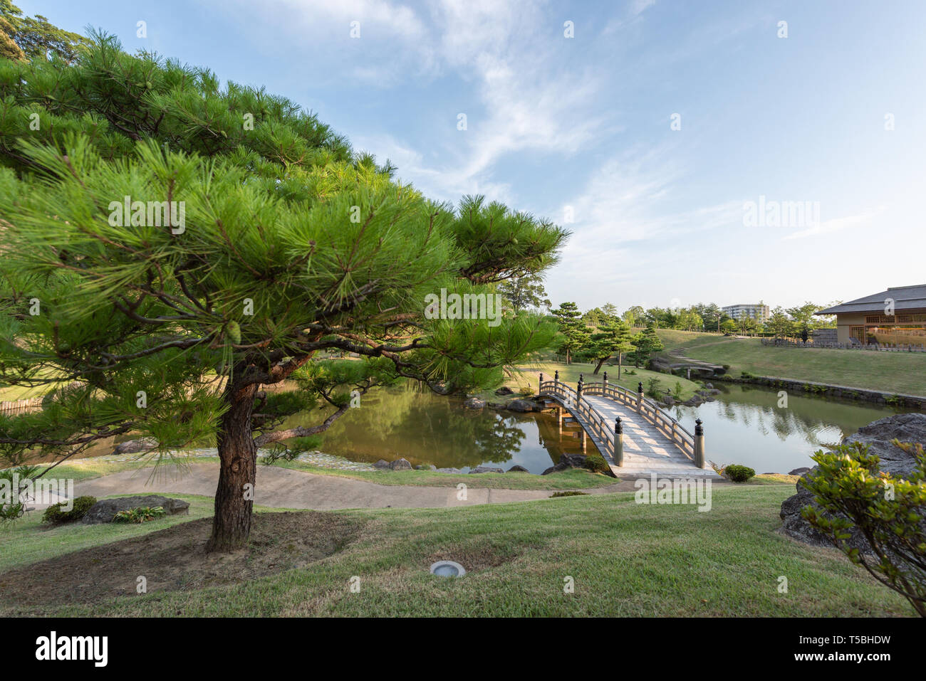 Japanischer Garten (Gyokusen Inmaru Garten) in Kanazawa Castle, Präfektur Ishikawa, Japan Stockfoto