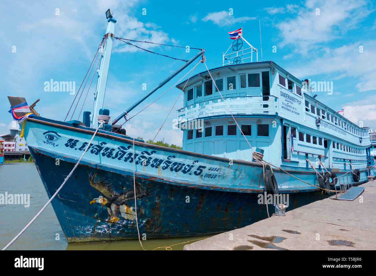 Boot nach Koh Pha-Ngan, Ta Pi Riverside, Surat Thani, Thailand Stockfoto