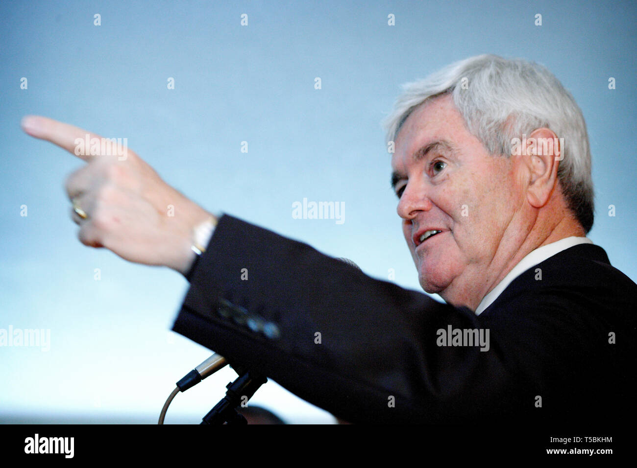 Ehemaliger Sprecher Newt Gingrich vistits eine houseparty von Rechtsanwalt Ovid Lamontagne in Manchester gehostet, in seinem Angebot für die Präsidentschaft im Jahr 2012. Stockfoto