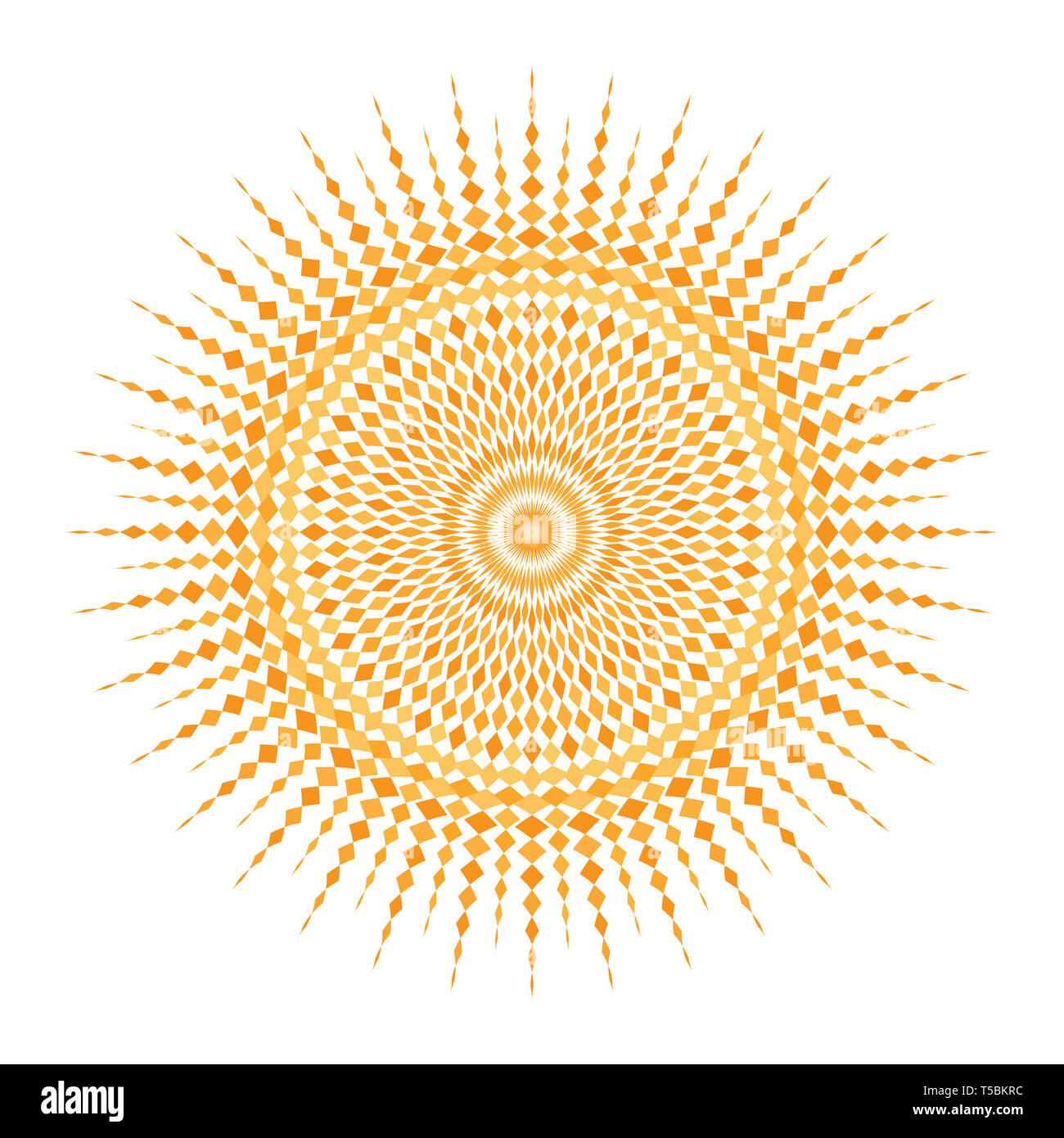 Geometrische Symbol der Sonne - Erneuerbare Energie Konzept - Vector Illustration - isoliert - Dekorative Sommer Design - Heiligen Geist Halo Stockfoto