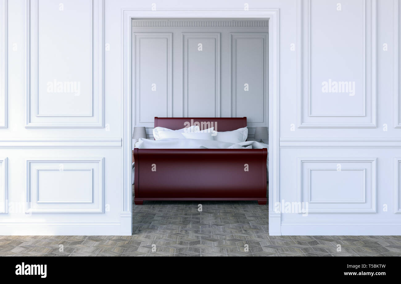 Luxuriöse Schlafzimmer Innenraum in der modernen klassischen Design, 3D-Rendering Stockfoto
