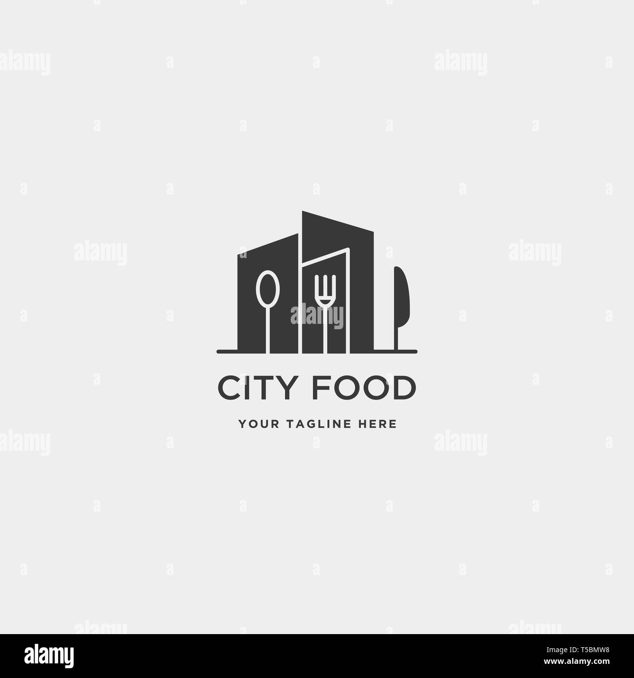 City Food Equipment einfache flache Logo Design Vector Stock Vektor