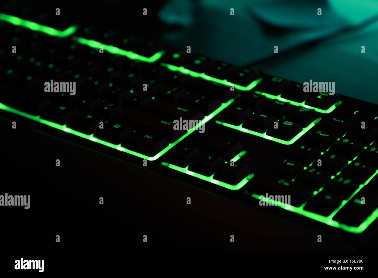 Beleuchtete Tastatur für Gaming-PC Stockfoto