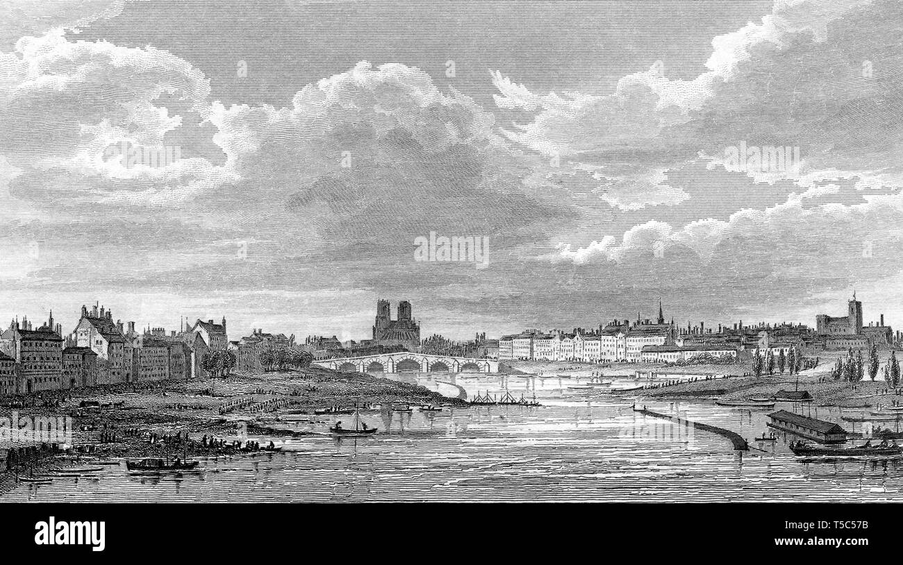 Panorama von Paris, Notre-Dame de Paris, antike Stahl Gravierte drucken, 1831 Stockfoto