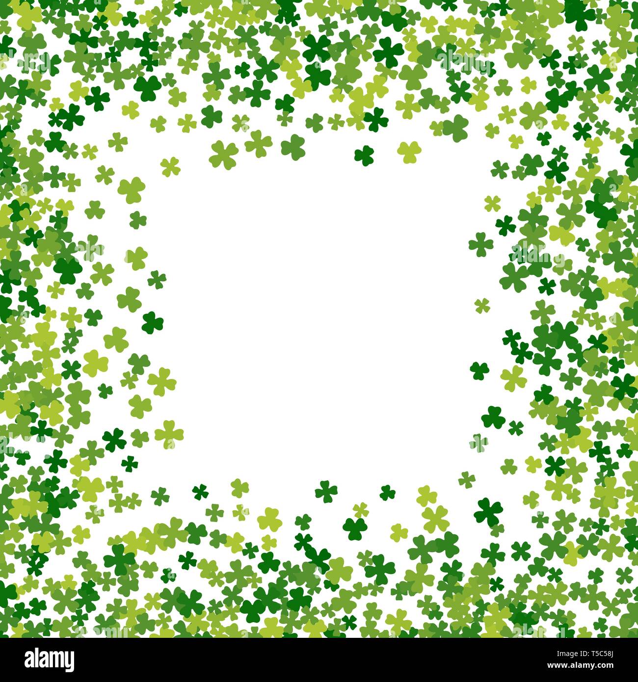 Rahmen oder der zufälligen Streuung Klee Blätter Stock Vektor
