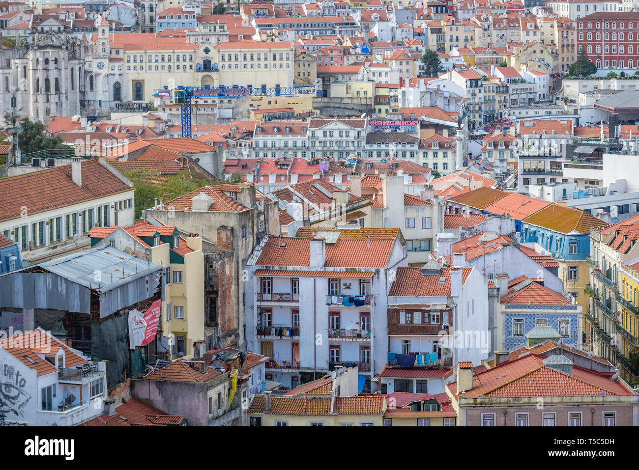 Luftaufnahme von miradouro Sophia de Mello Breyner Andresen auch als Aussichtspunkt Miradouro Da Graca in Lissabon, Portugal, bekannt Stockfoto