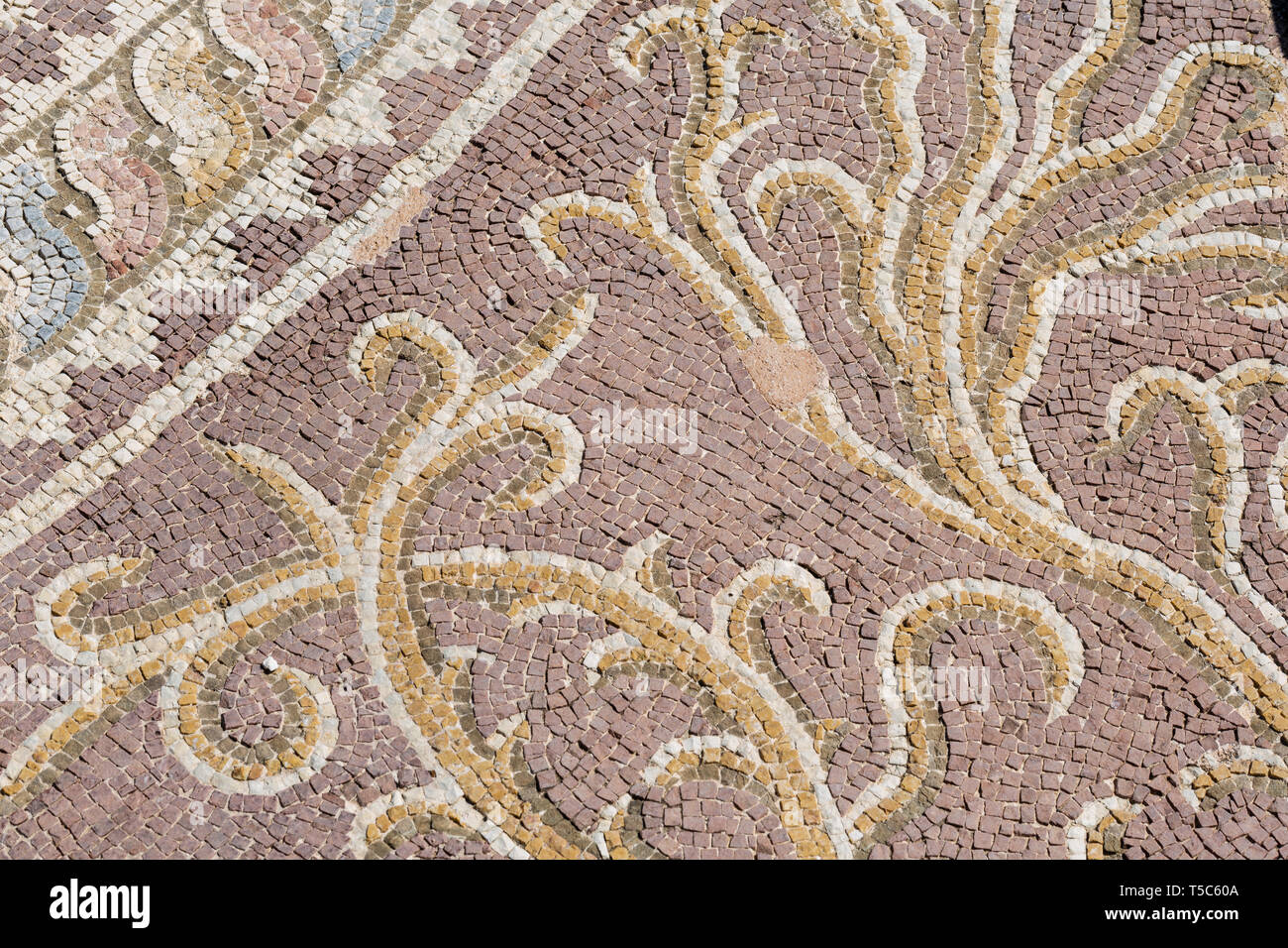 Astract Mosaik Muster in das Haus des Theseus, der Archäologische Park Paphos, Paphos, Zypern Stockfoto