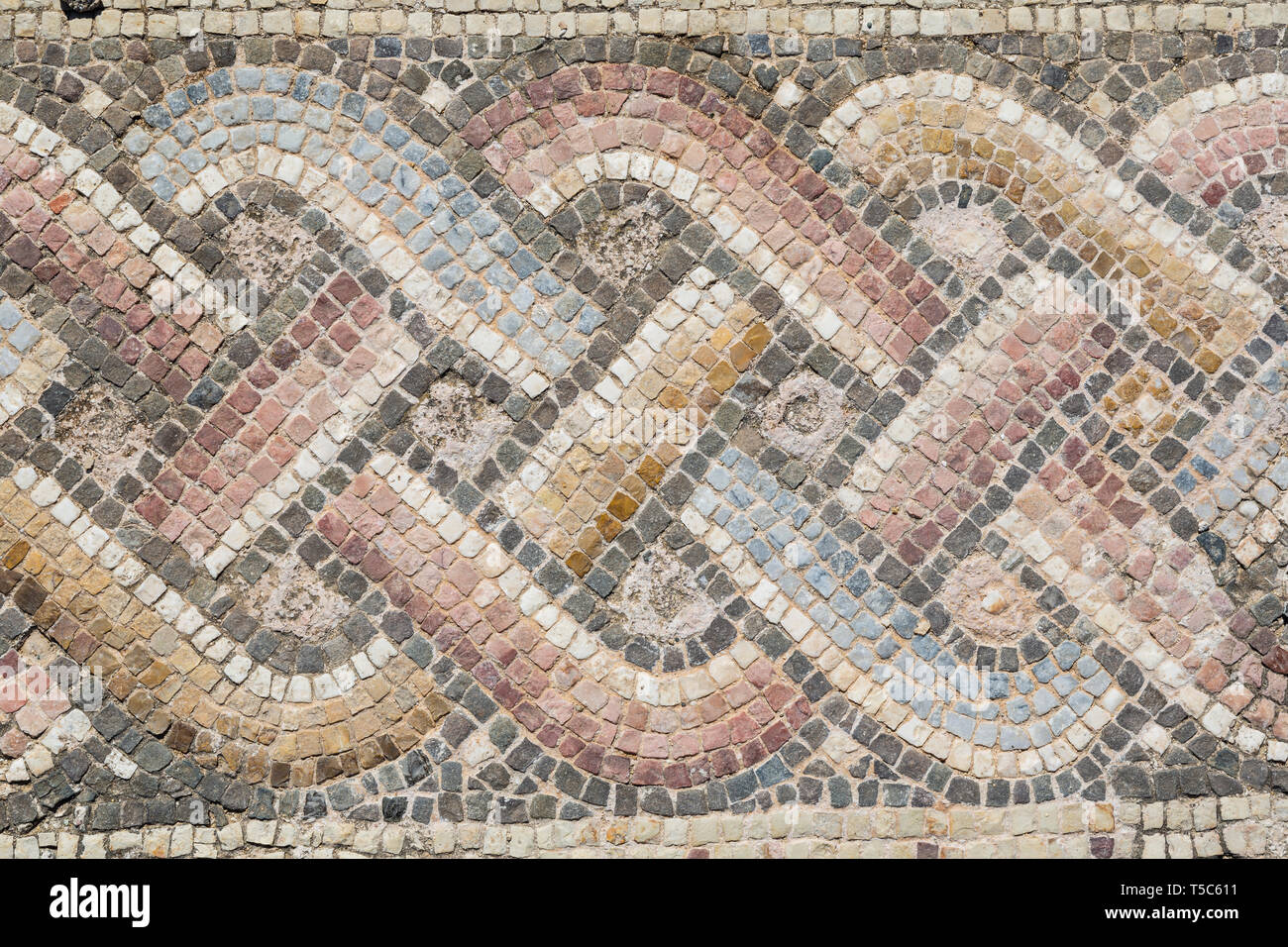 Astract Mosaik Muster in das Haus des Theseus, der Archäologische Park Paphos, Paphos, Zypern Stockfoto