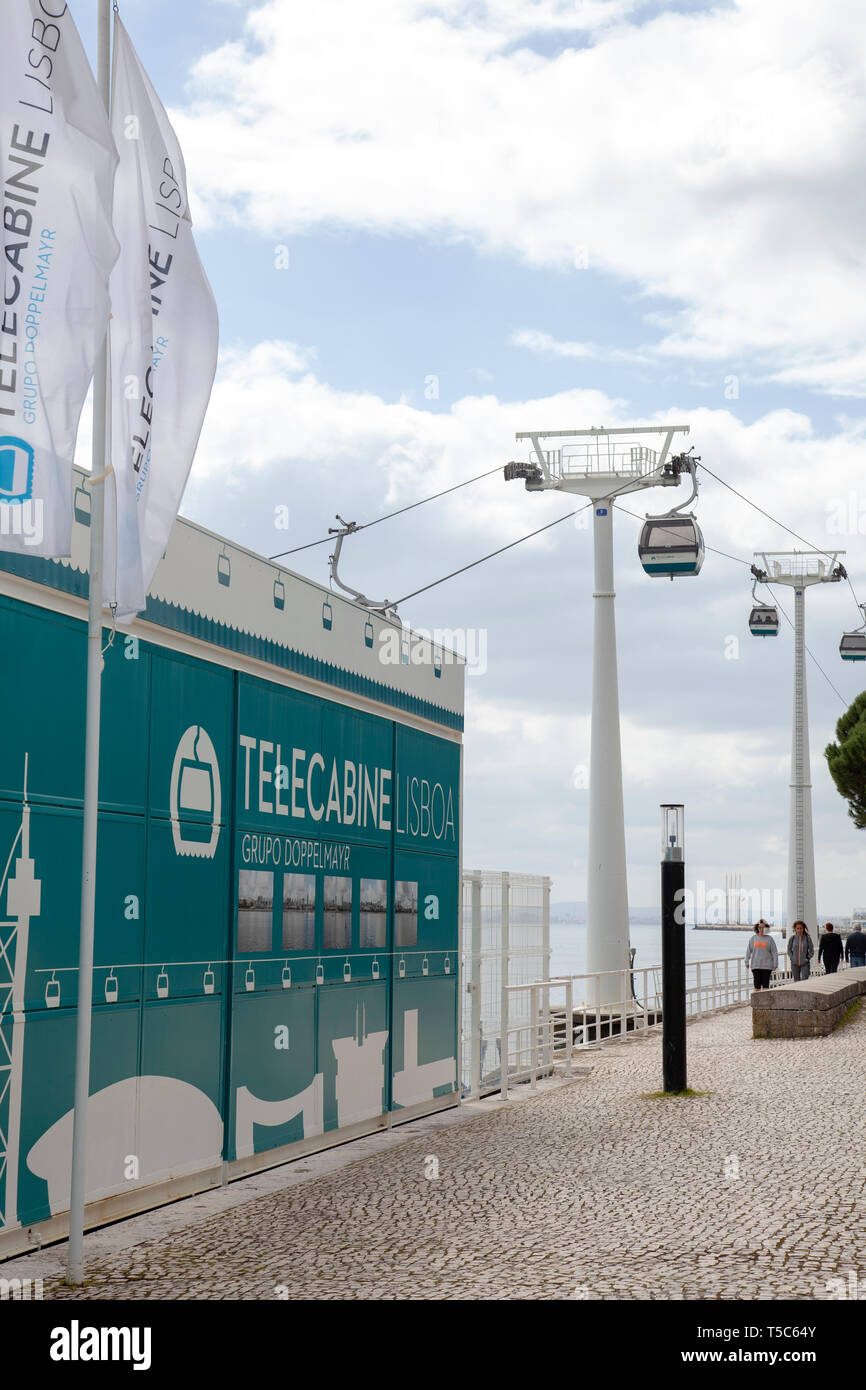 Telecabine Kabel Auto im Parque das Nações - Lissabon, Portugal Stockfoto