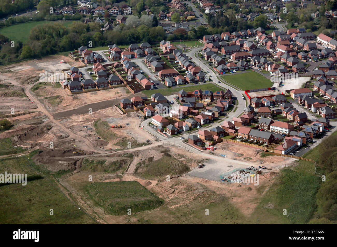 Luftbild der neuen Häuser am Rande der Stadt Northwich, Cheshire, Großbritannien Stockfoto