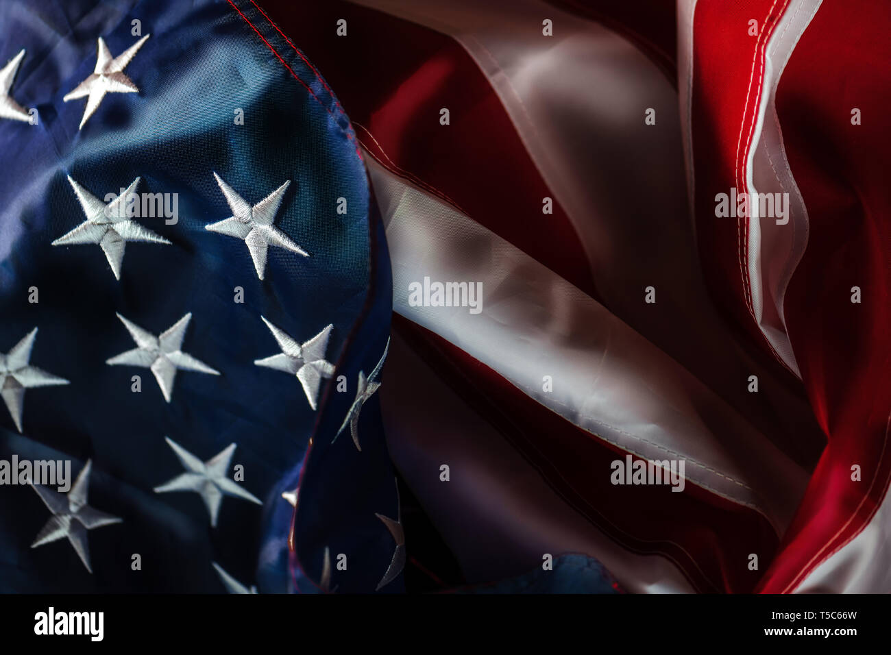USA-Flagge Independence day Konzept, zerknitterte amerikanische Fahne als Symbol des Patriotismus und Nationalstolz Stockfoto
