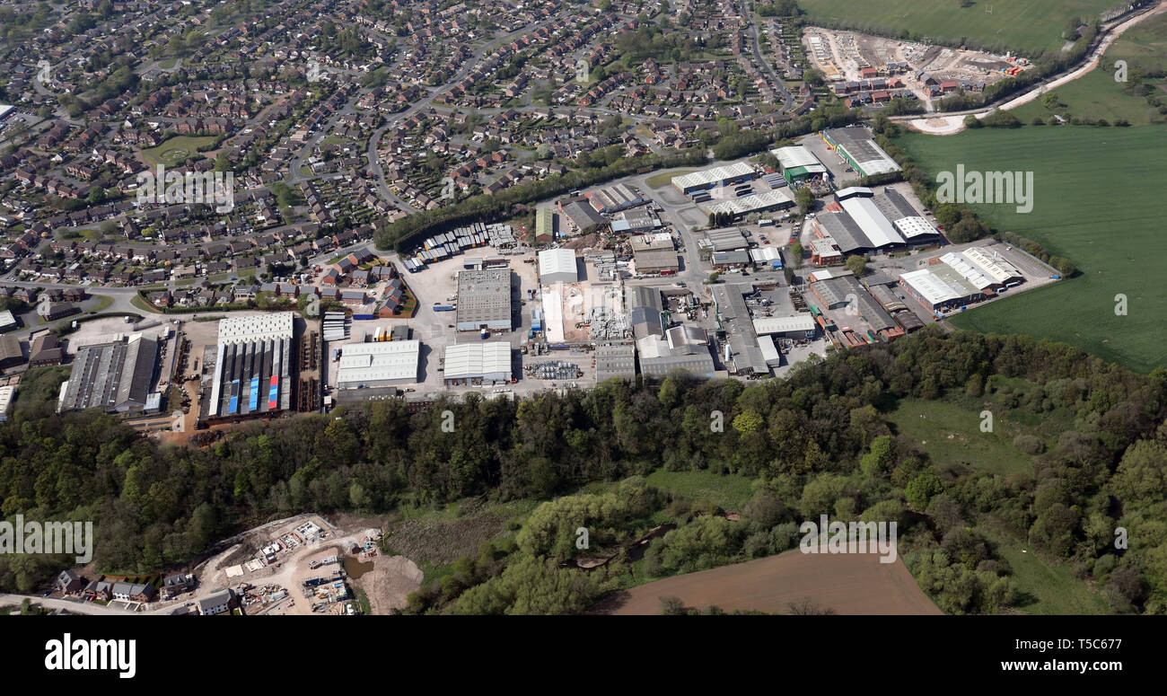 Luftaufnahme von Radnor Park Industrial Estate, Congleton, Cheshire Stockfoto