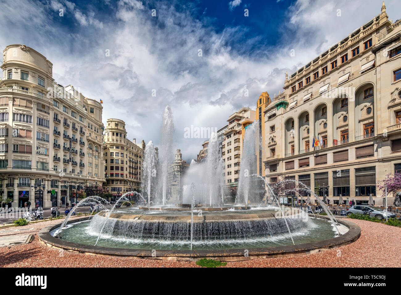 Plaza del Ayuntamiento Square, Valencia, Comunidad Valenciana, Spanien Stockfoto