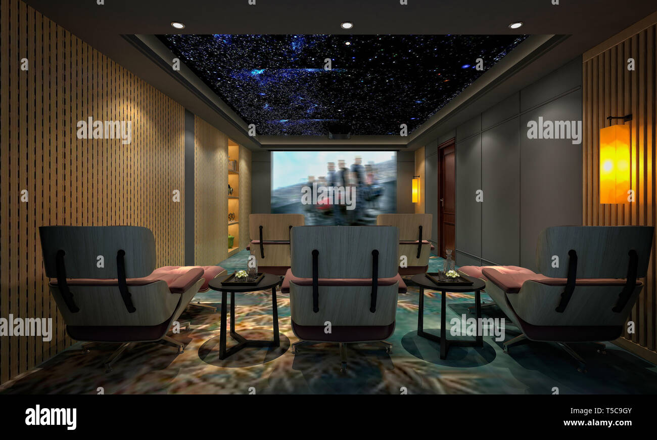 3D-Render home cinema Zimmer Stockfoto