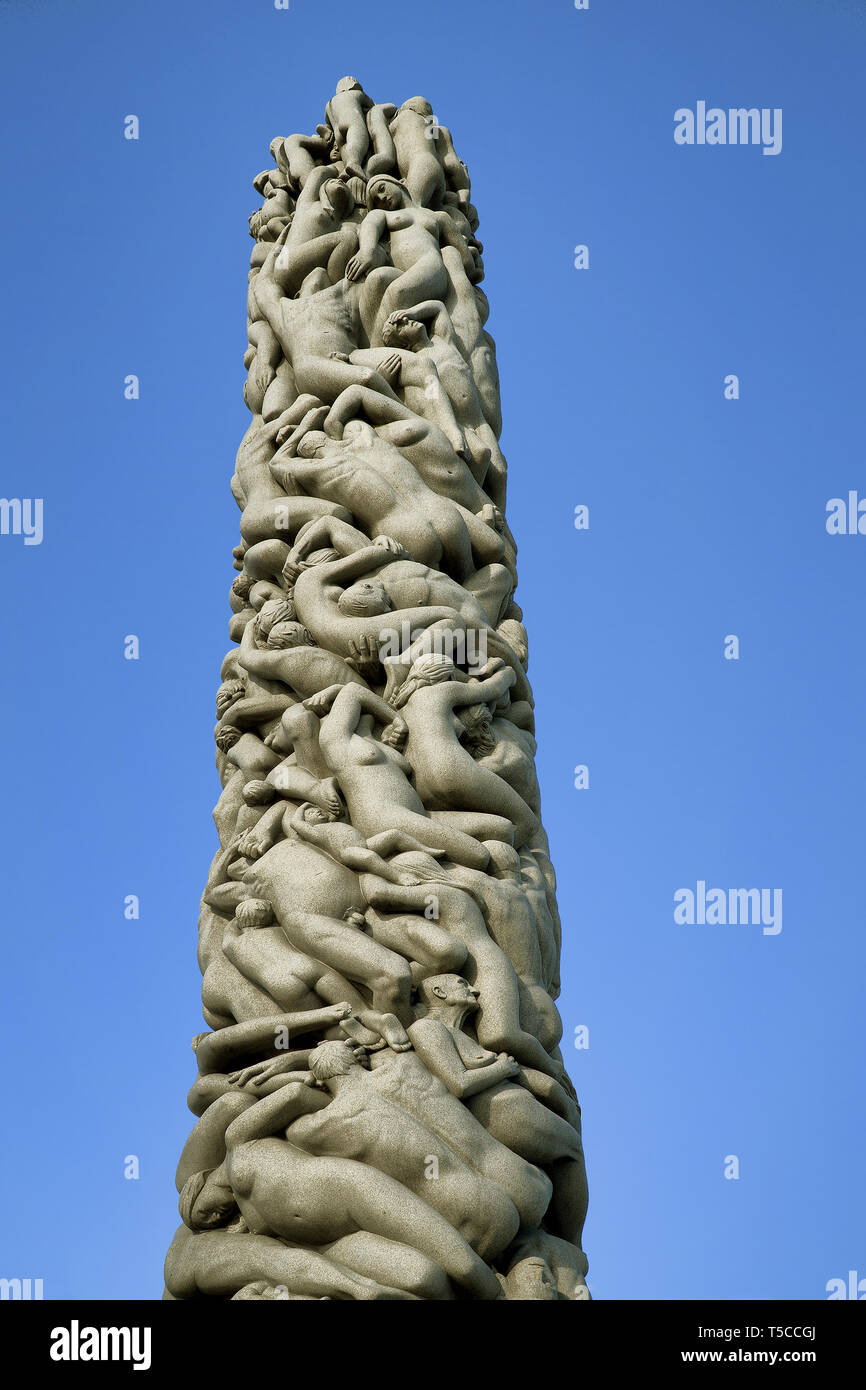 Die Skulpturen von Gustav Vigeland: Der Monolith. Stockfoto