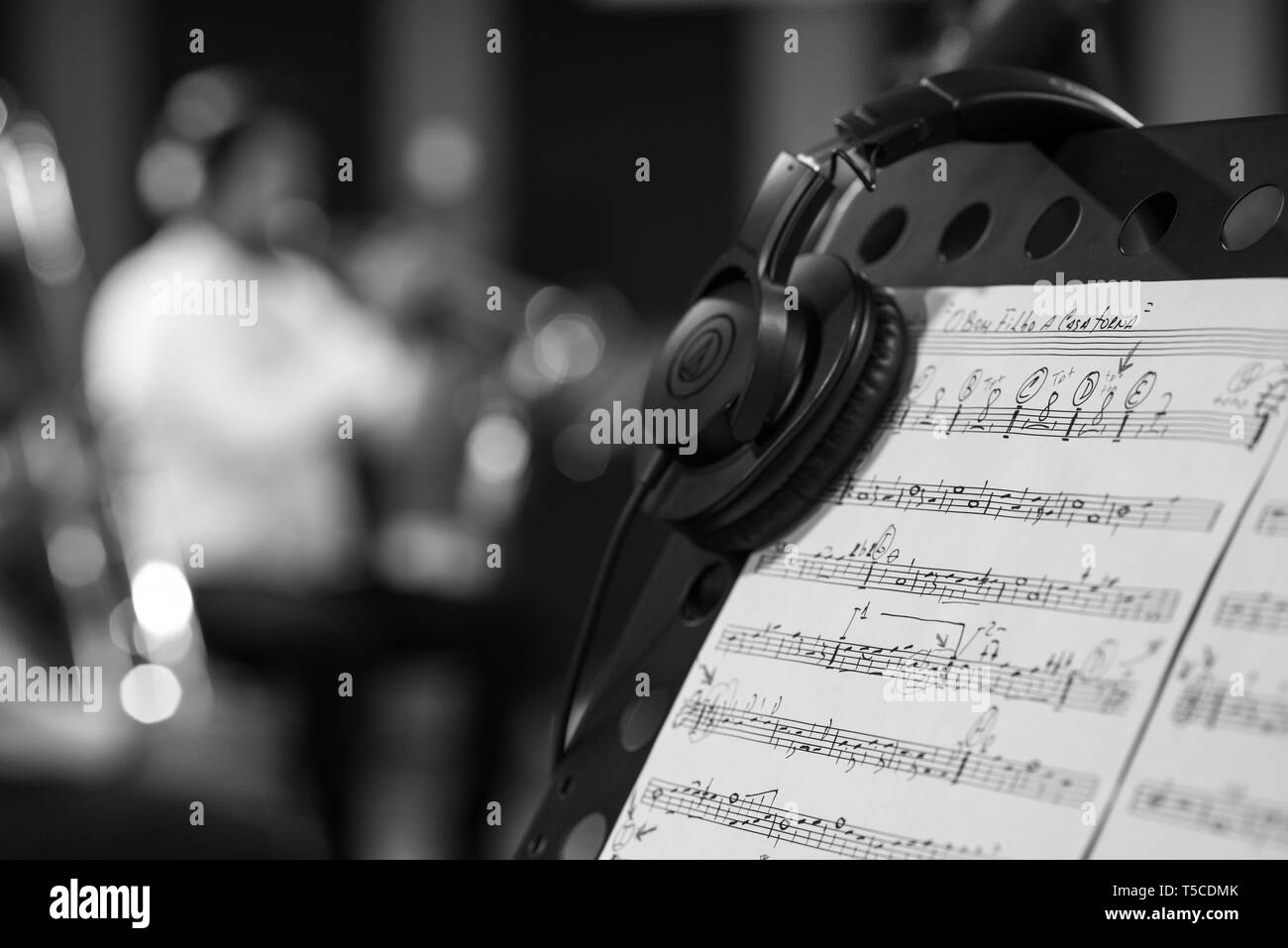 Kopfhörer und Musik Stockfoto