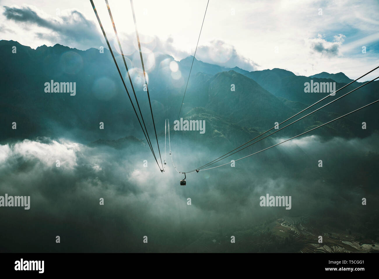 Sa Pa, Vietnam - Seilbahn auf Fansipan, die beste Aussicht Sapa in Vietnam. Stockfoto