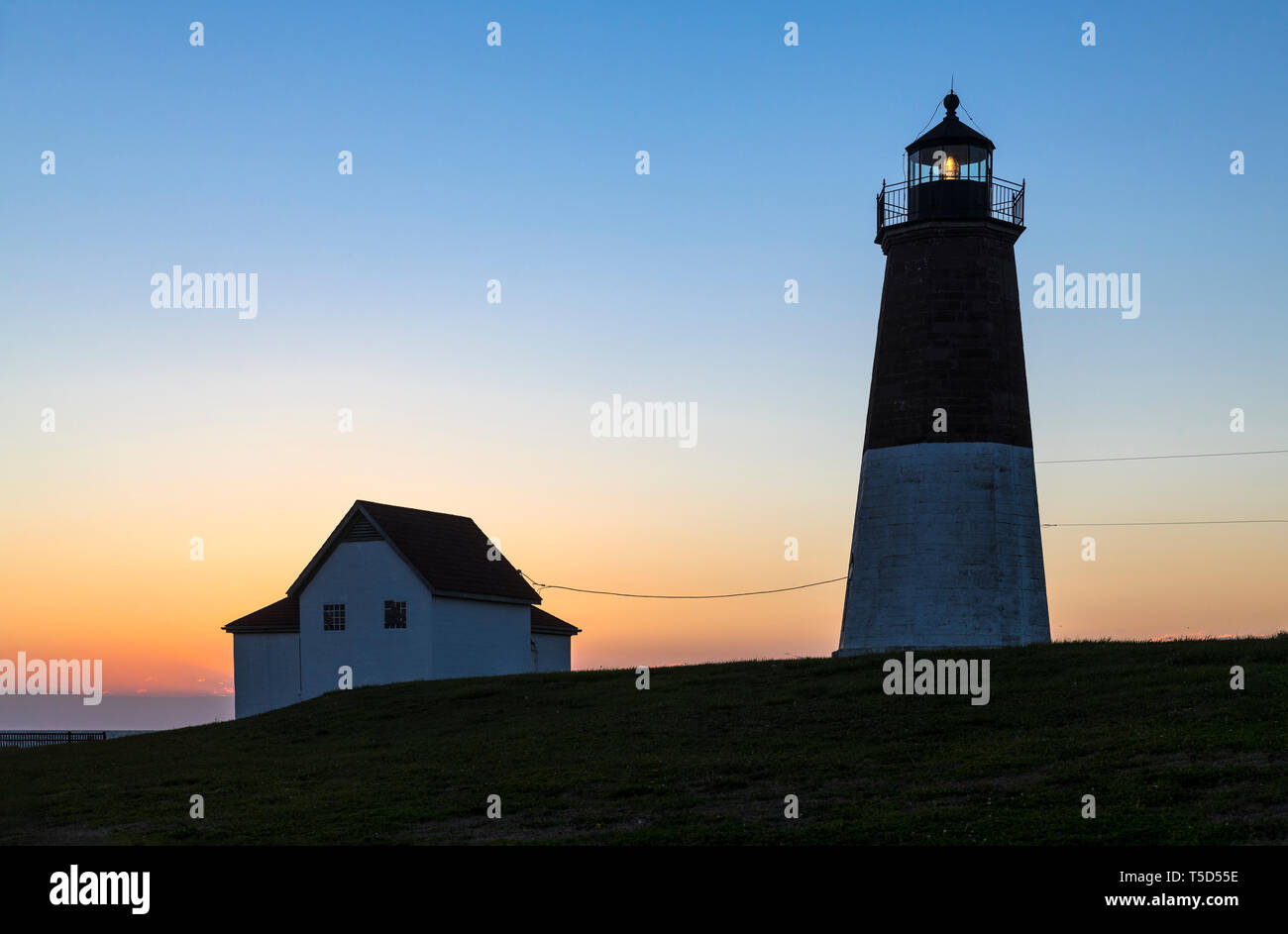 Judith Point Lighthouse, Narragansett, Rhode Island, USA. Stockfoto