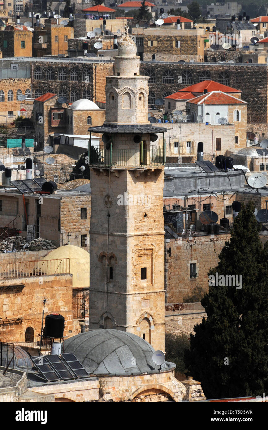 Minarett: Altstadt von Jerusalem Stockfoto