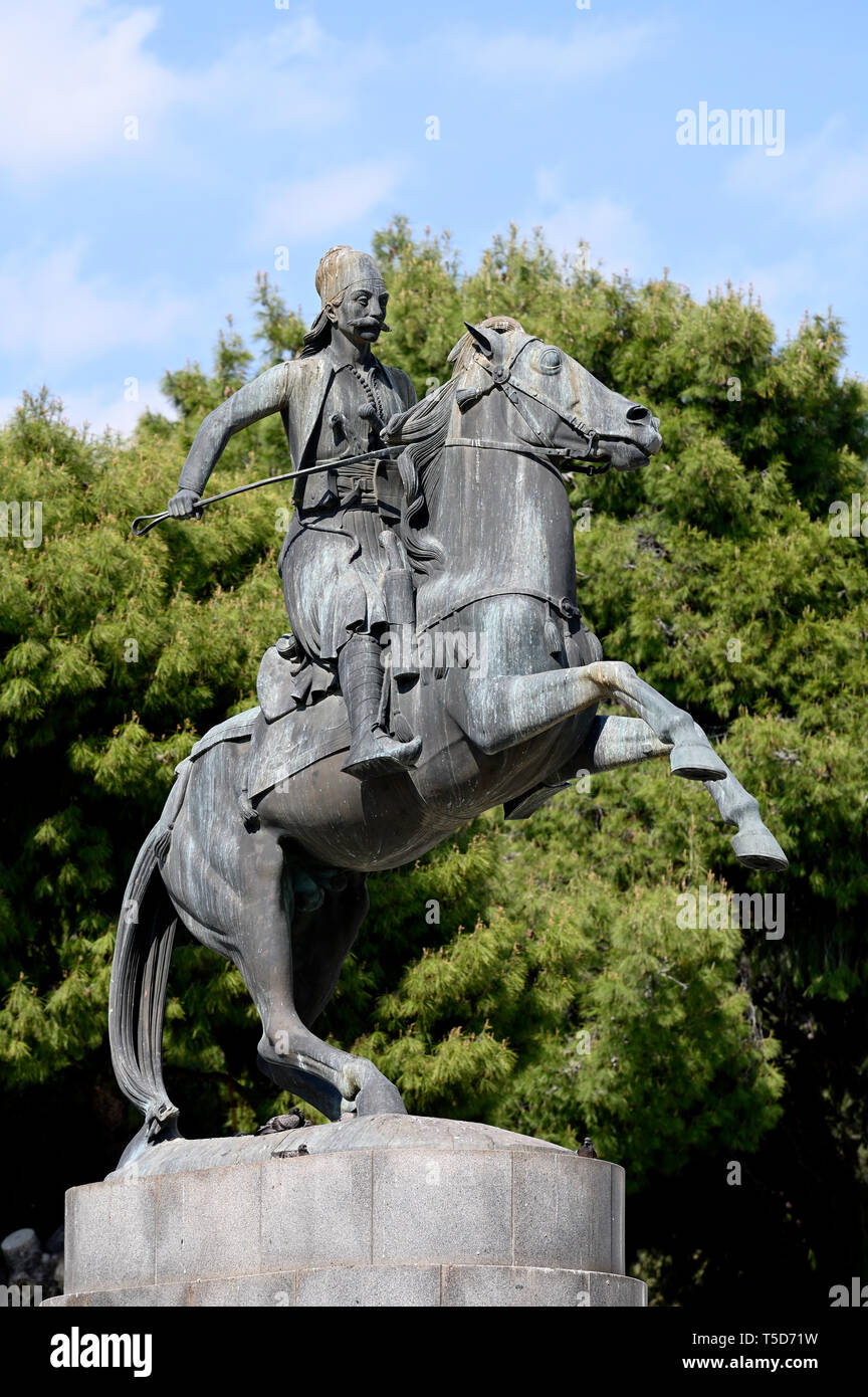 Statue von Georgios Karaiskakis in Athen, Griechenland Stockfoto