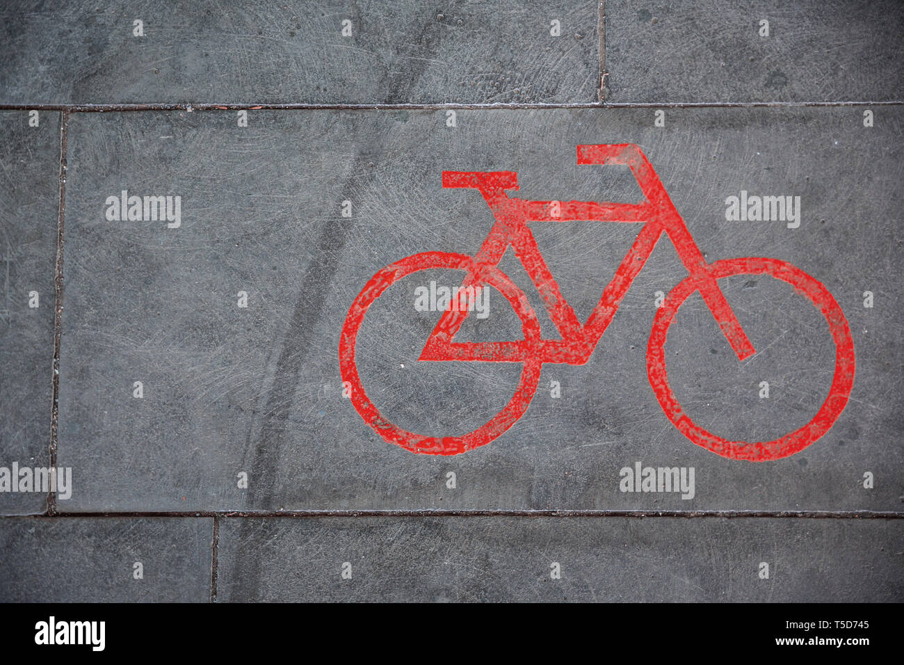 Foto von Fahrrad rote Zeichen auf dem Boden für Grafik- und Webdesign, Webseite oder mobile App. Stockfoto