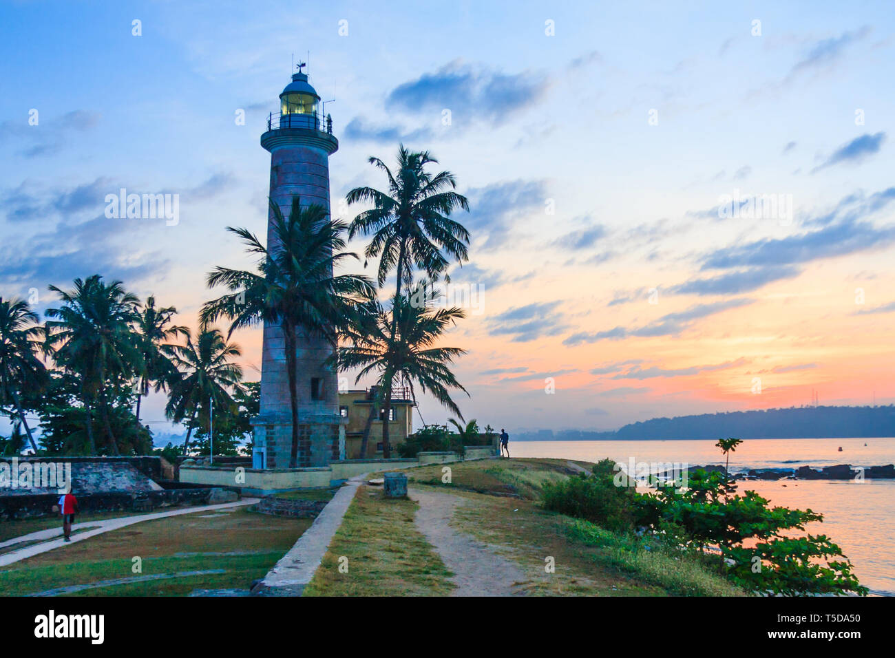 Galle Fort Leuchtturm bei Sonnenaufgang, Galle, Sri Lanka Stockfoto