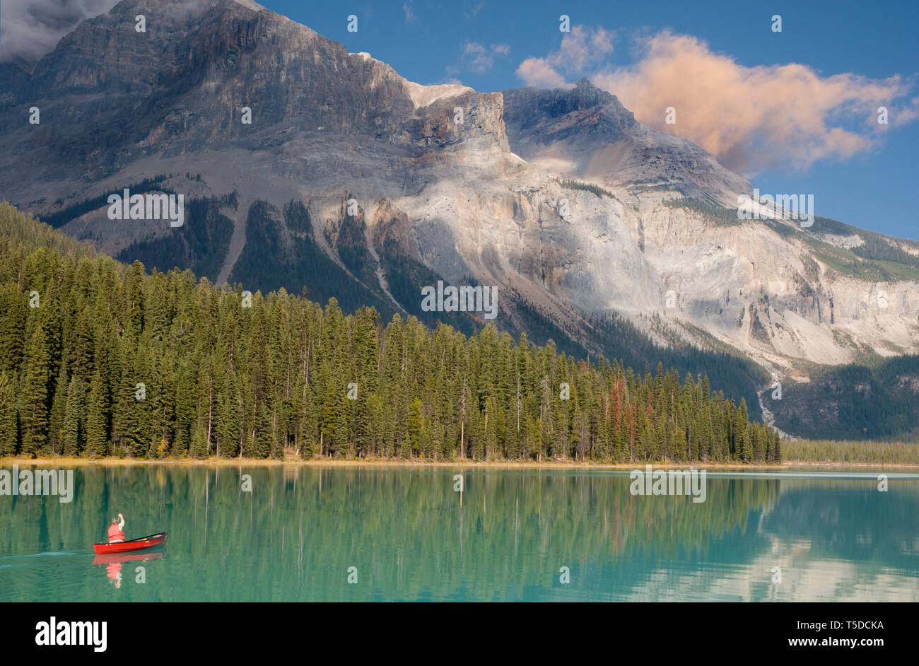 Nordamerika, Kanada, Britisch Kolumbien, Yoho National Park, Rocky Mountains; Emerald Lake; Landschaft; im Herbst. Stockfoto