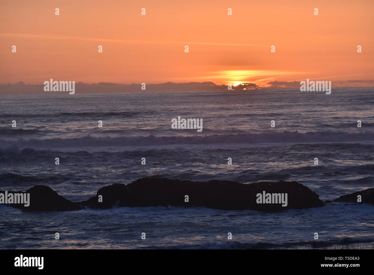 Oregon Coast Sonnenuntergang in der Reihenfolge von gleichen Aussichtspunkt Stockfoto