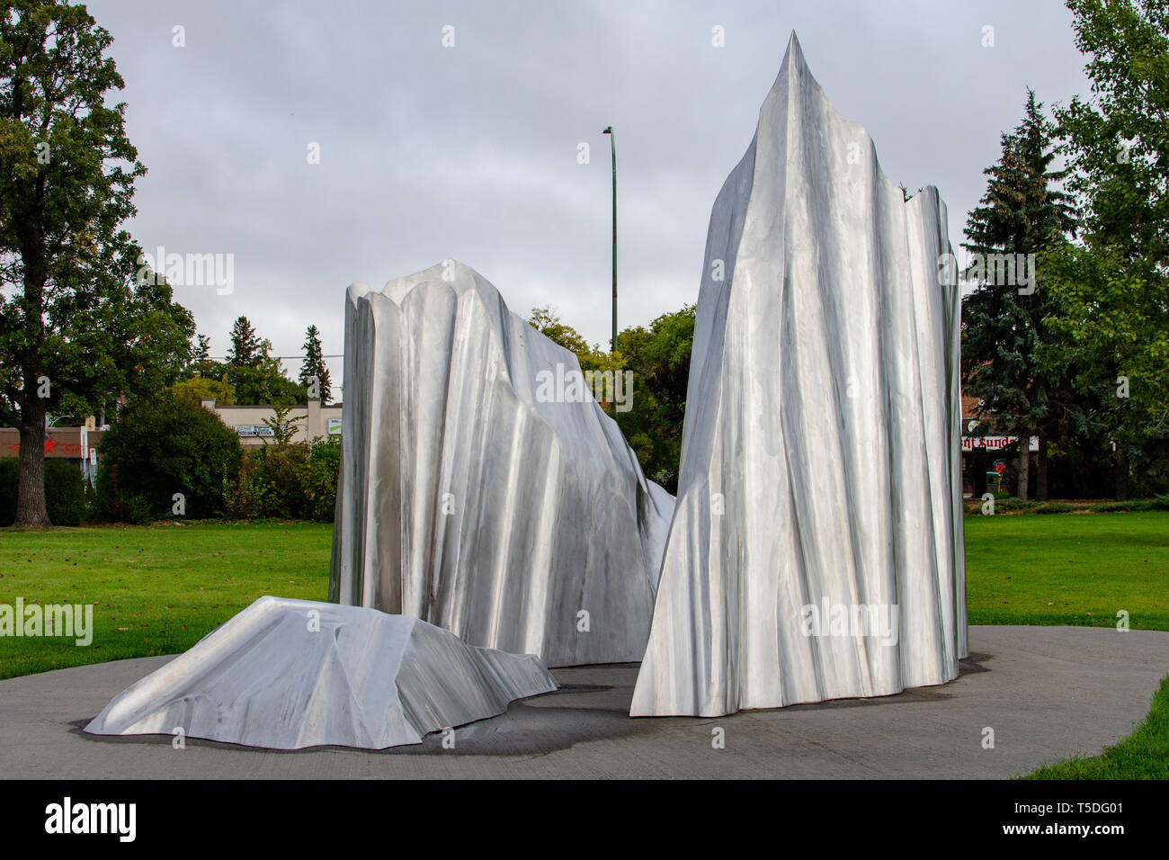 Agassiz Eis Stahl Eisberg Skulptur an der Assiniboine Park in Winnipeg, Manitoba Stockfoto