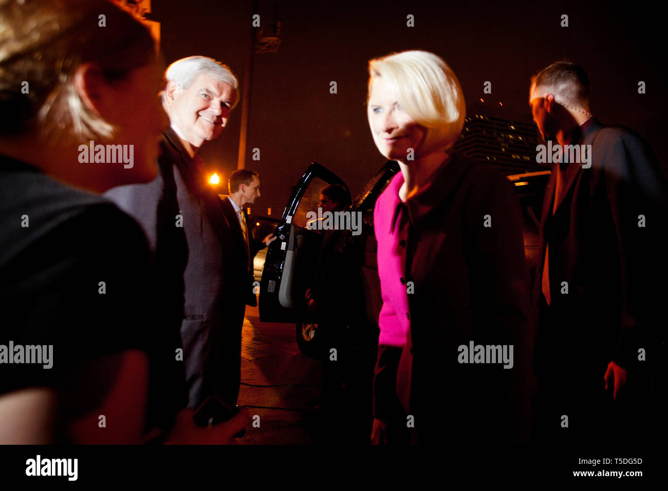 Der republikanische Präsidentschaftskandidat Newt Gingrich und seine Frau Callista an der Sieg, Party in der Hilton Hotel in Kolumbien nach einer soliden Sieg in South Carolina. Nächster Stop; Florida. Stockfoto