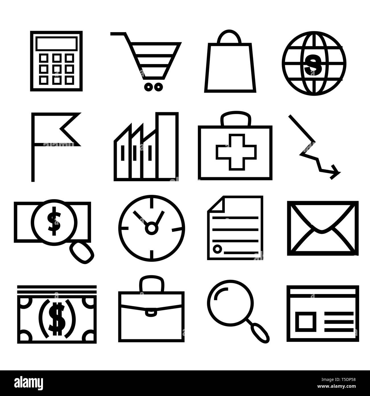 Setzen Sie Vektorlinien-Symbole, Zeichen und Symbole in Flat Design Medizin und Gesundheit mit Elementen für mobile Konzepte und Web-Apps.Medien- und Kommunikations-Symbol Stockfoto