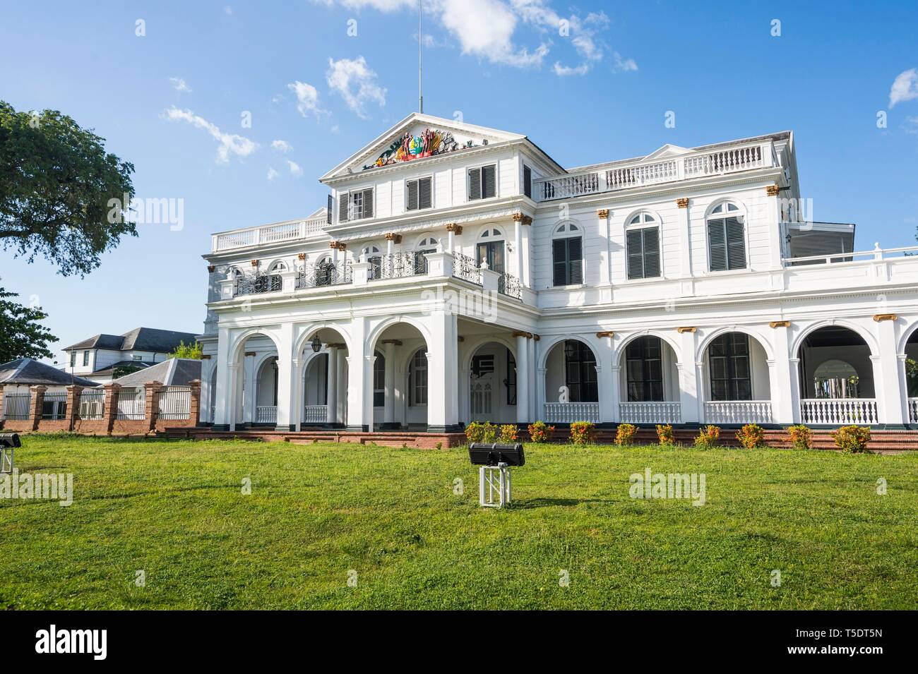Präsidentenpalast, UNESCO-Weltkulturerbe, Paramaribo, Suriname Stockfoto