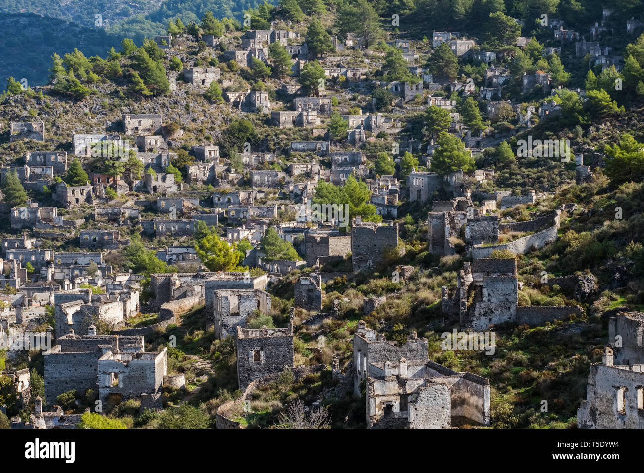 Die verlassenen griechischen Dorf Kayaköy, Türkei. Stockfoto