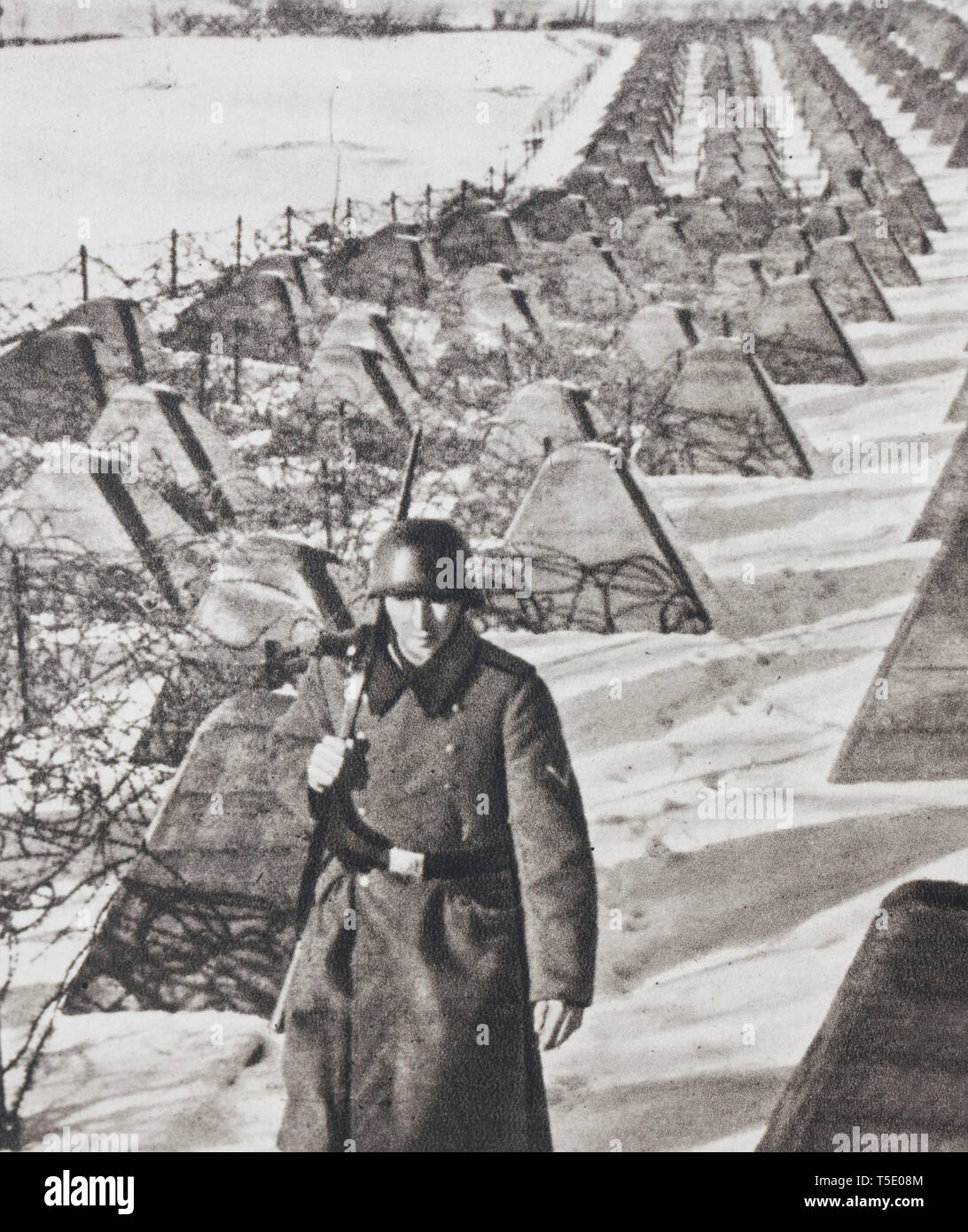 Die die "siegfriedkarte Line", auf Deutsch bekannt als der Westwall, war eine Deutsche defensive Line während der 1930er Jahre gegenüber der Französischen Maginot-Linie errichtet. Es dehnen Stockfoto
