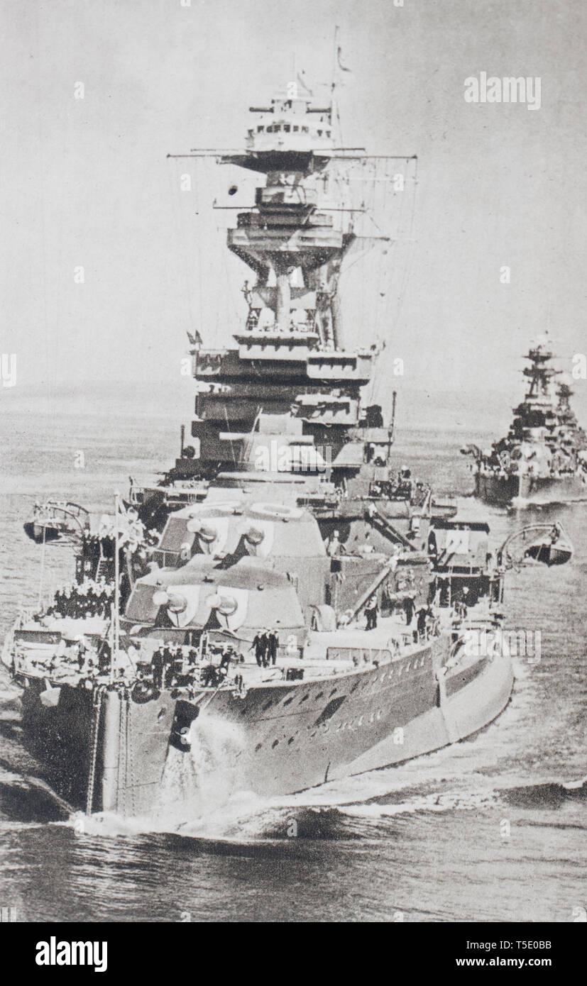 HMS Royal Oak war einer von fünf Rache - Klasse Schlachtschiffe der Royal Navy im Ersten Weltkrieg gebaut. Am 14. Oktober 1939, Royal Oak war anchore Stockfoto