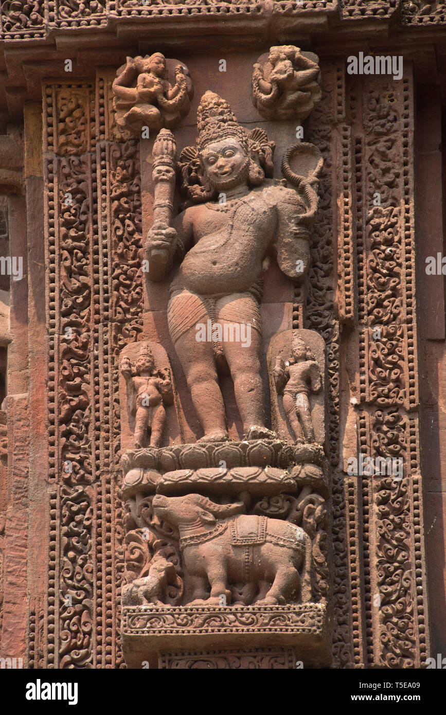 Yama Skulptur, Yamaraja, Rajarani Tempel, Hindu Tempel, Bhubaneswar, Orissa, Odisha, Indien, Asien Stockfoto