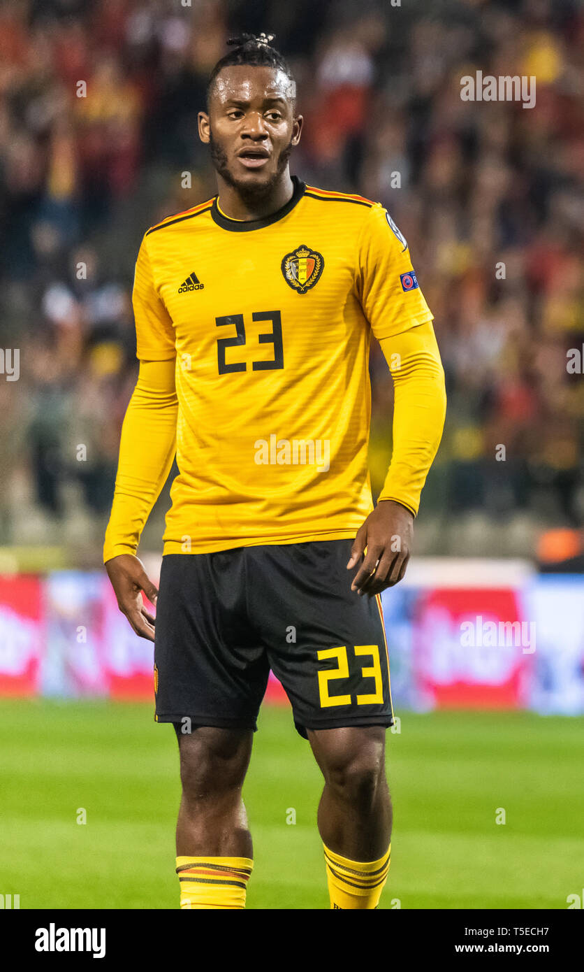 Brüssel, Belgien - 21. März 2019. Belgien National Football team Stürmer Michy Batshuayi während der UEFA EURO 2020 Qualifikation Belgien vs Russland Stockfoto