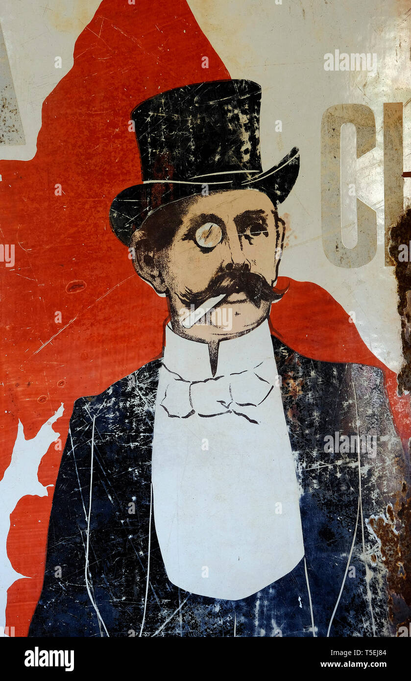 Abbildung: Mann mit Hut und monokel Stockfoto
