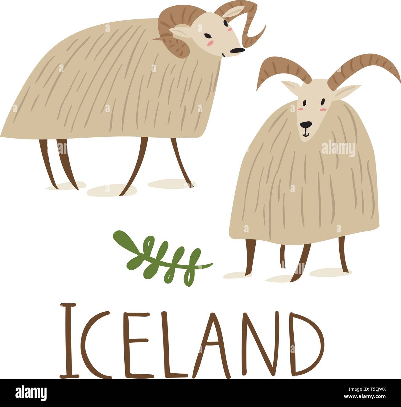 Island natur Vektor Symbole Schafe mit Text. Stock Vektor