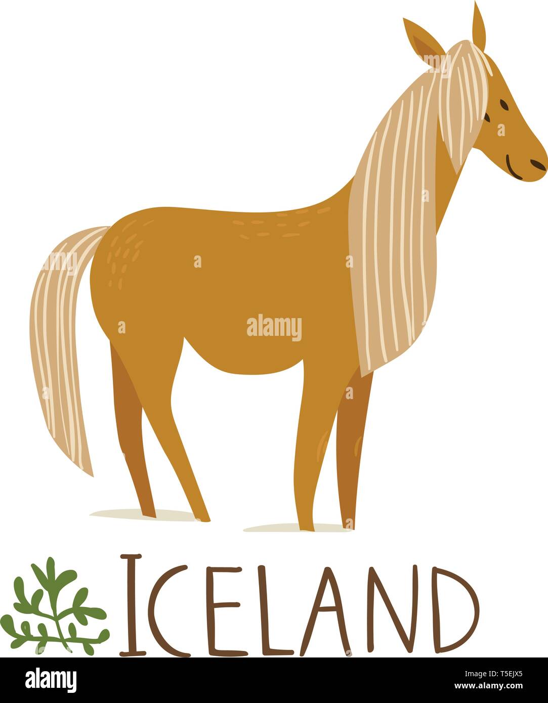 Island natur Vektor symbol Pferd mit Text Stock Vektor