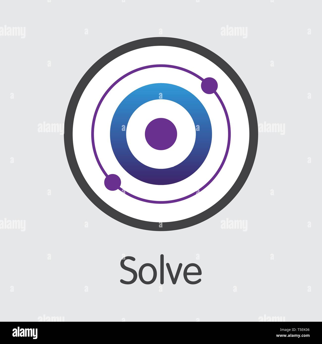 SOLVE - Lösen. Der Handel Logo der Münze oder Markt Emblem. Stock Vektor