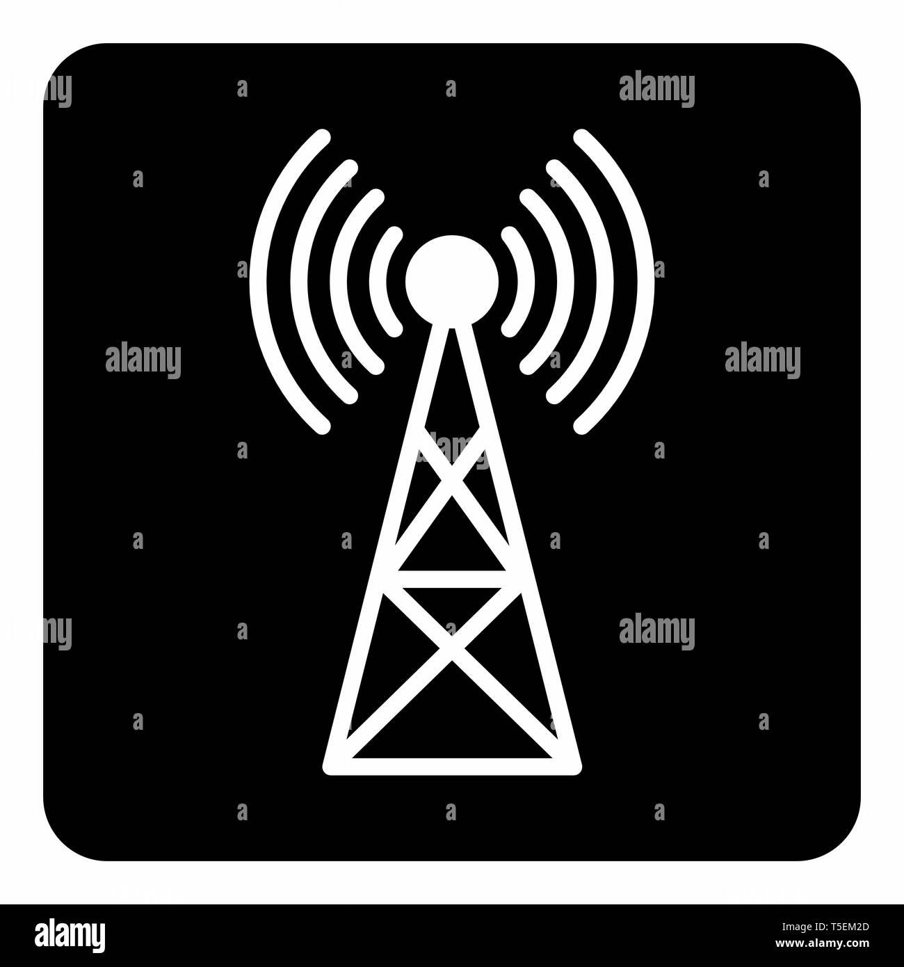 Abbildung: Communications tower Ikone auf dunklem Hintergrund Stock Vektor