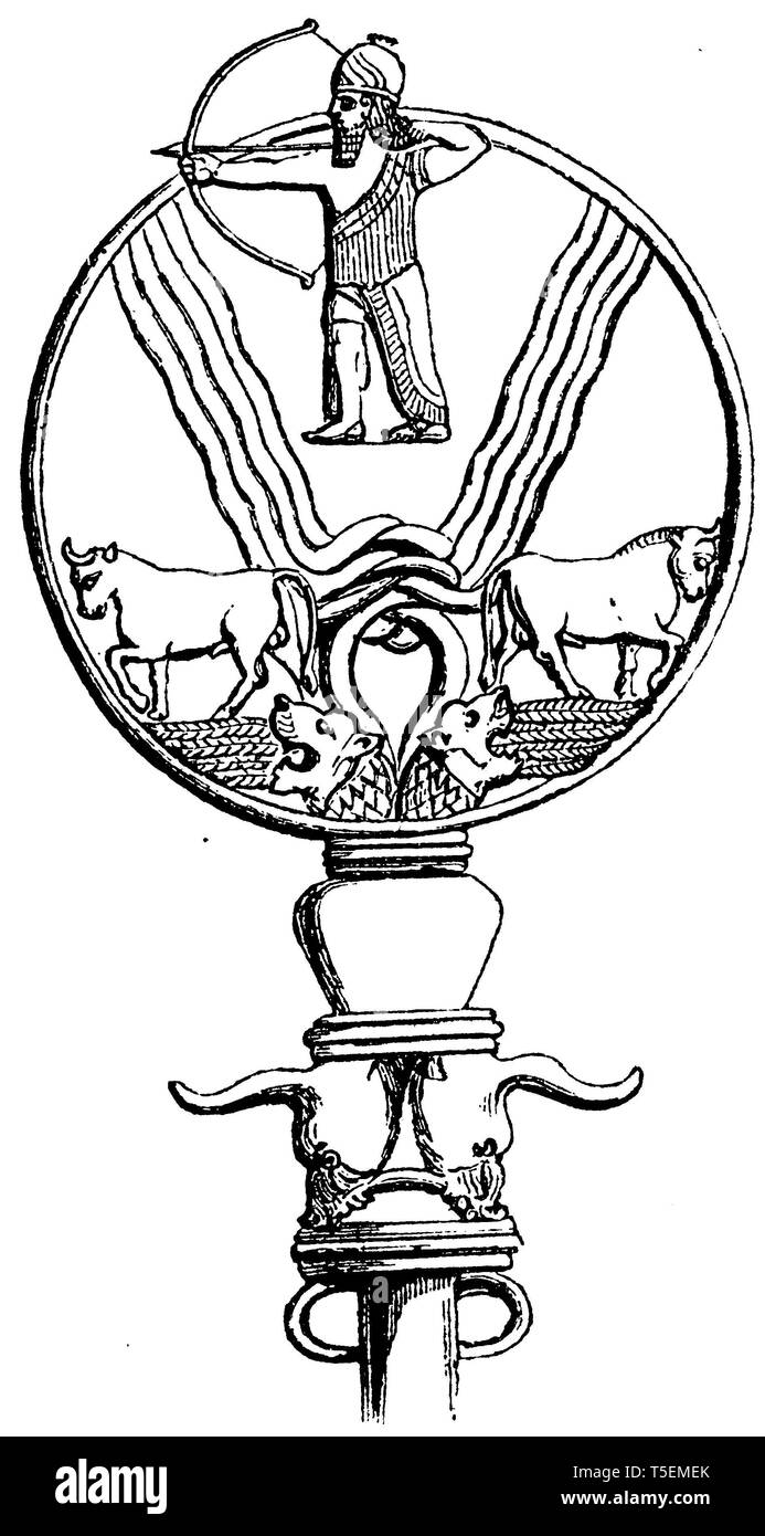 Assyrische Standard mit der Darstellung Gottes Assur, Stockfoto